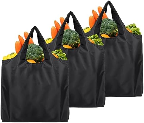 Jinsion 3 Piezas Bolsa Compra Plegable Negro